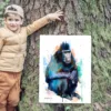 Crested macaque watercolor painting, limited edition art print by Slaveika Aladjova