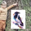 Hooded crow watercolor painting, limited edition art print by Slaveika Aladjova, view 2