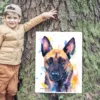 Belgian Malinois watercolor painting, limited edition art print by Slaveika Aladjova, view 3