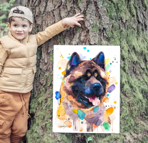 American Akita American Akita watercolor painting, limited edition art print by Slaveika Aladjova