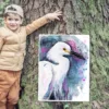 Snowy egret watercolor painting, limited edition art print by Slaveika Aladjova