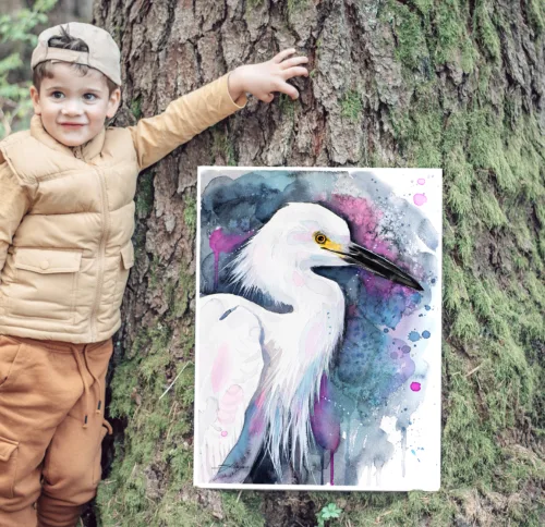 Snowy egret watercolor painting print by Slaveika Aladjova Snowy egret watercolor painting, limited edition art print by Slaveika Aladjova