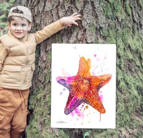 Slaveika-Aladjova-Art-12 Starfish watercolor painting, limited edition art print by Slaveika Aladjova