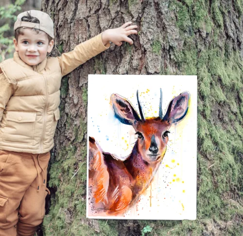 Slaveika-Aladjova-Art-12 Steenbok watercolor painting, limited edition art print by Slaveika Aladjova