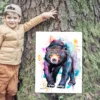 Sun bear walking, watercolor painting, limited edition art print by Slaveika Aladjova