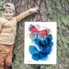Blue and red butterflies watercolor painting, limited edition art print by Slaveika Aladjova, view 3