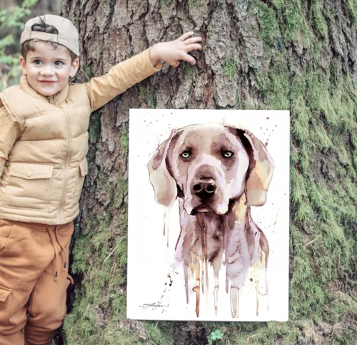 Weimaraner watercolor painting print by Slaveika Aladjova Weimaraner watercolor painting, limited edition art print by Slaveika Aladjova