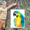 Blue and yellow macaw watercolor painting, limited edition art print by Slaveika Aladjova