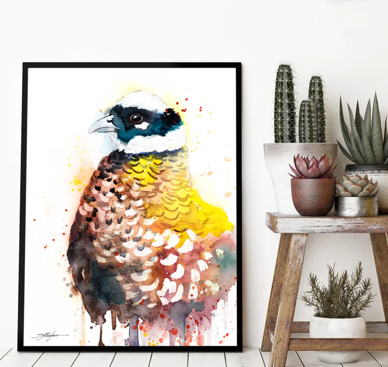 Reeves's pheasant watercolor painting, limited edition art print by Slaveika Aladjova, view 4