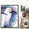 Snowy egret watercolor painting, limited edition art print by Slaveika Aladjova, view 4