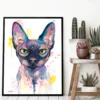 Sphynx cat watercolor painting, limited edition art print by Slaveika Aladjova, view 4