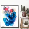 Blue and red butterflies watercolor painting, limited edition art print by Slaveika Aladjova