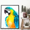 Blue and yellow macaw watercolor painting, limited edition art print by Slaveika Aladjova, view 3