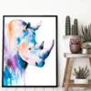 Blue rhino watercolor painting, limited edition art print by Slaveika Aladjova, view 4
