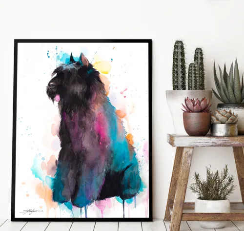 Bouvier des Flandres watercolor painting, limited edition art print by Slaveika Aladjova, view 2