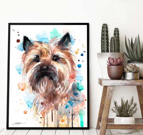Cairn Terrier watercolor painting, limited edition art print by Slaveika Aladjova, view 2