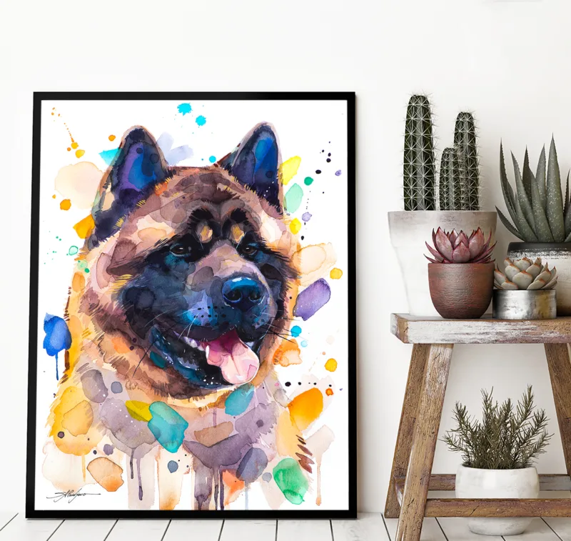 American Akita watercolor painting, limited edition art print by Slaveika Aladjova, view 4
