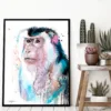 Macaque watercolor painting, limited edition art print by Slaveika Aladjova, view 4