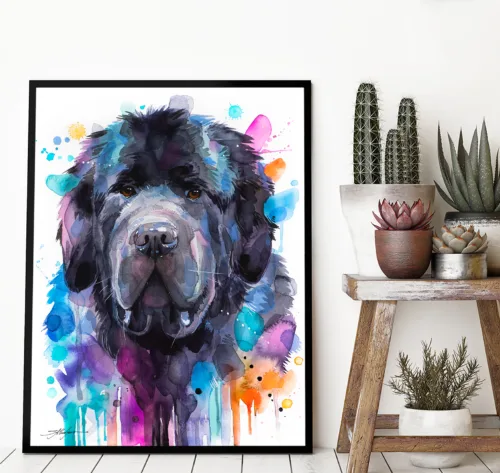 Newfoundland watercolor painting, limited edition art print by Slaveika Aladjova, view 2