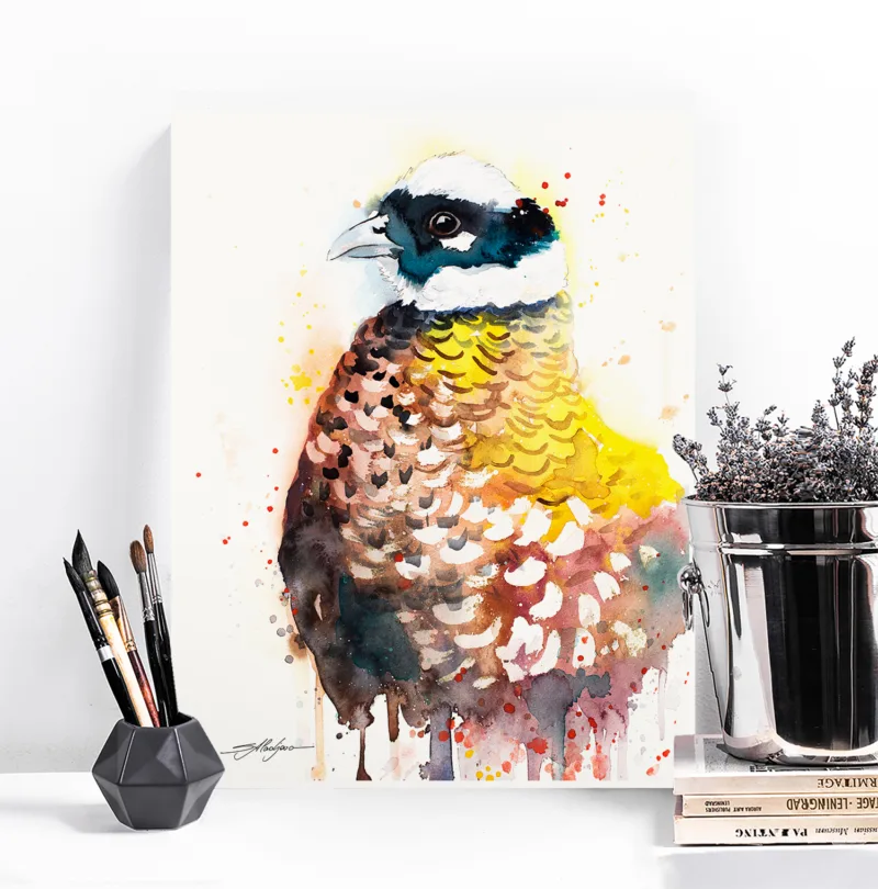 Reeves's pheasant watercolor painting, limited edition art print by Slaveika Aladjova