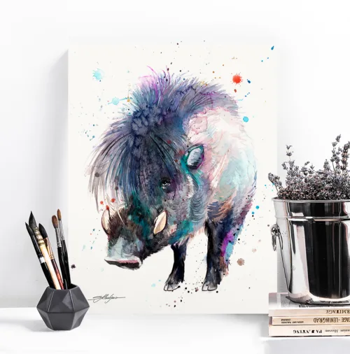Slaveika-Aladjova-Art-14 Visayan warty pig watercolor painting, limited edition art print by Slaveika Aladjova
