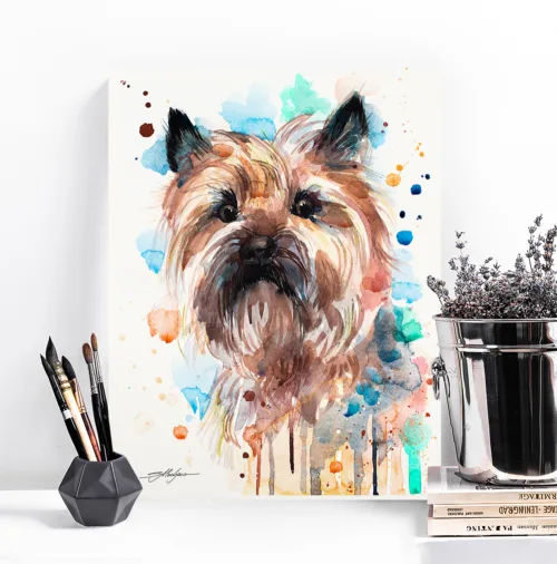 Cairn Terrier watercolor painting, limited edition art print by Slaveika Aladjova