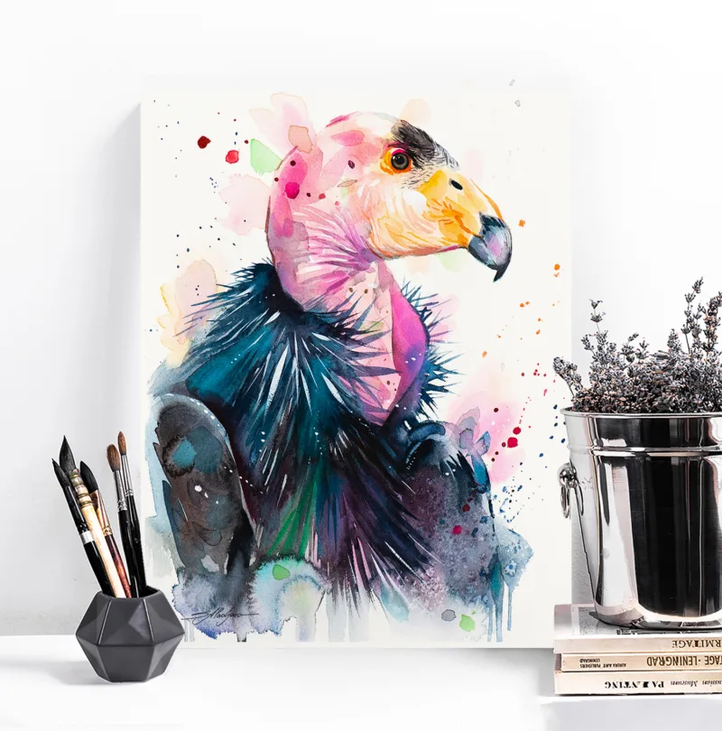 California condor watercolor painting, limited edition art print by Slaveika Aladjova