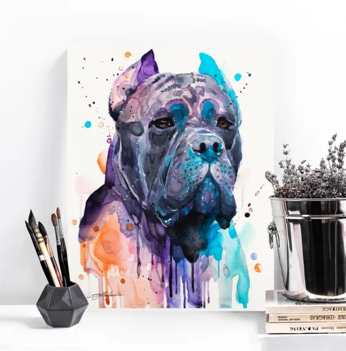 Cane Corso watercolor painting, limited edition art print by Slaveika Aladjova, view 2