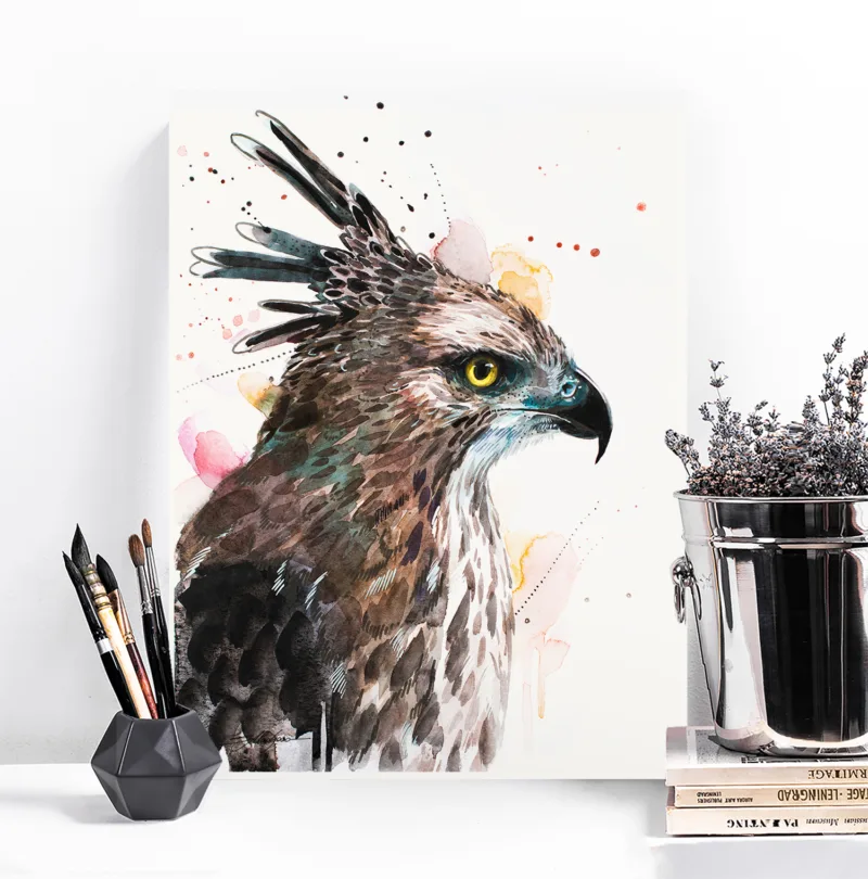 Changeable hawk-eagle watercolor painting, limited edition art print by Slaveika Aladjova, view 3