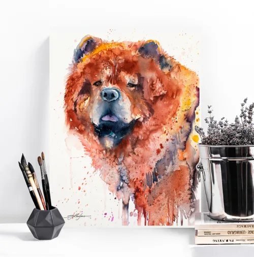 Chow Chow watercolor painting, limited edition art print by Slaveika Aladjova, view 2