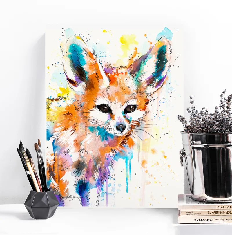 Fennec fox watercolor painting, limited edition art print by Slaveika Aladjova, view 2