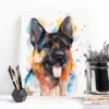 German Shepherd watercolor painting, limited edition art print by Slaveika Aladjova, view 3
