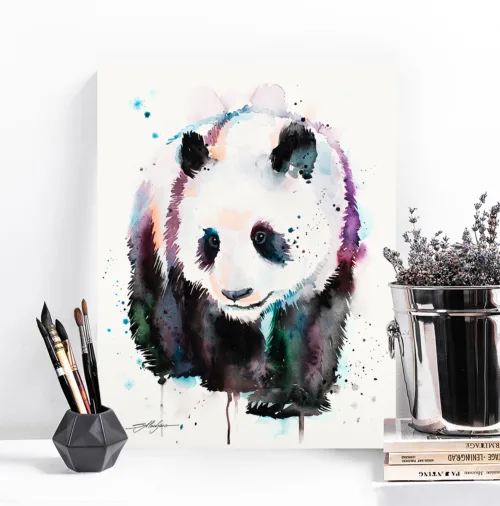 Giant panda watercolor painting, limited edition art print by Slaveika Aladjova