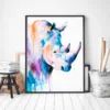Blue rhino watercolor painting, limited edition art print by Slaveika Aladjova, view 3