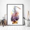 Golden-crowned flying fox fruit bat watercolor painting, limited edition art print by Slaveika Aladjova, view 2
