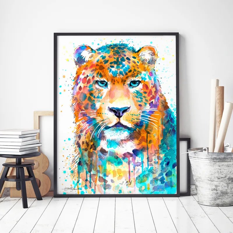 Leopard watercolor painting, limited edition art print by Slaveika Aladjova