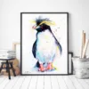 Rockhopper penguin watercolor painting, limited edition art print by Slaveika Aladjova, view 3