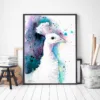 White peacock watercolor painting, limited edition art print by Slaveika Aladjova, view 4