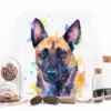 Belgian Malinois watercolor painting, limited edition art print by Slaveika Aladjova