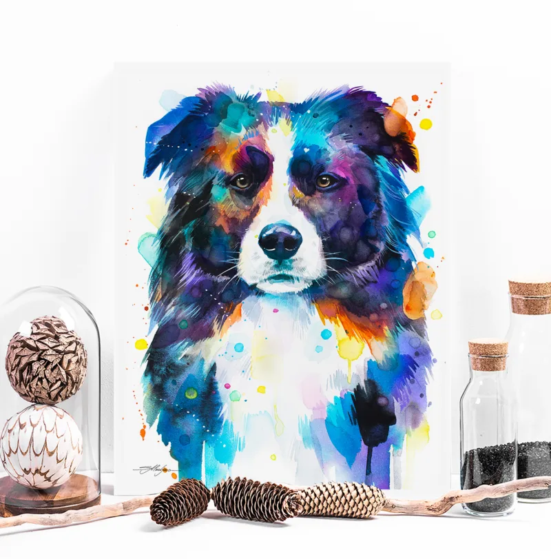 Border Collie watercolor painting, limited edition art print by Slaveika Aladjova