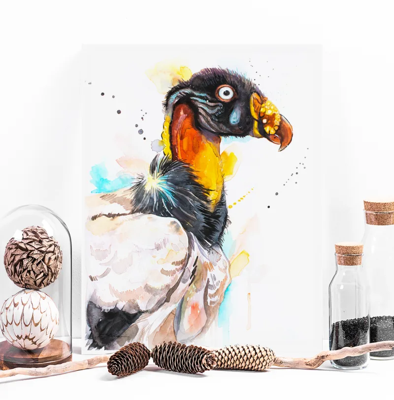 King vulture watercolor painting, limited edition art print by Slaveika Aladjova, view 4