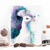 White peacock watercolor painting, limited edition art print by Slaveika Aladjova