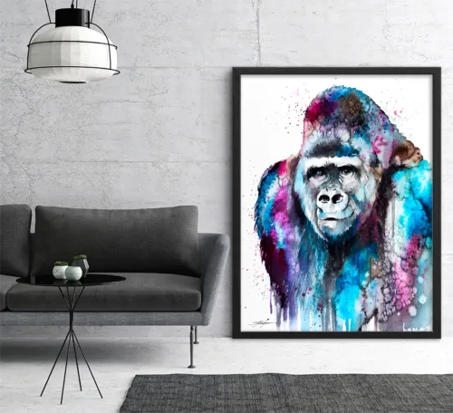Gorilla watercolor painting, limited edition art print by Slaveika Aladjova