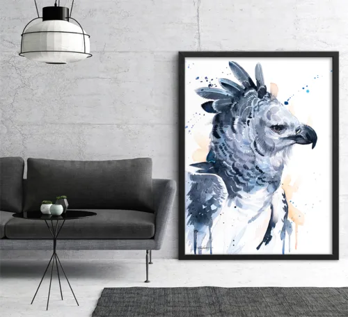 Harpy eagle watercolor painting, limited edition art print by Slaveika Aladjova, view 2