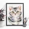 American Shorthair cat watercolor painting, limited edition art print by Slaveika Aladjova, view 3