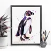 Humboldt penguin watercolor painting, limited edition art print by Slaveika Aladjova