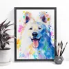 White Swiss Shepherd watercolor painting, limited edition art print by Slaveika Aladjova, view 4
