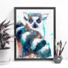 Ring-tailed lemur watercolor painting, limited edition art print by Slaveika Aladjova, view 4