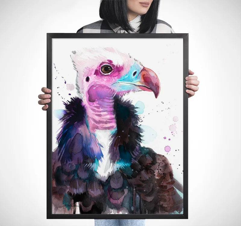 White-headed vulture watercolor painting, limited edition art print by Slaveika Aladjova, view 3
