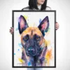 Belgian Malinois watercolor painting, limited edition art print by Slaveika Aladjova, view 2